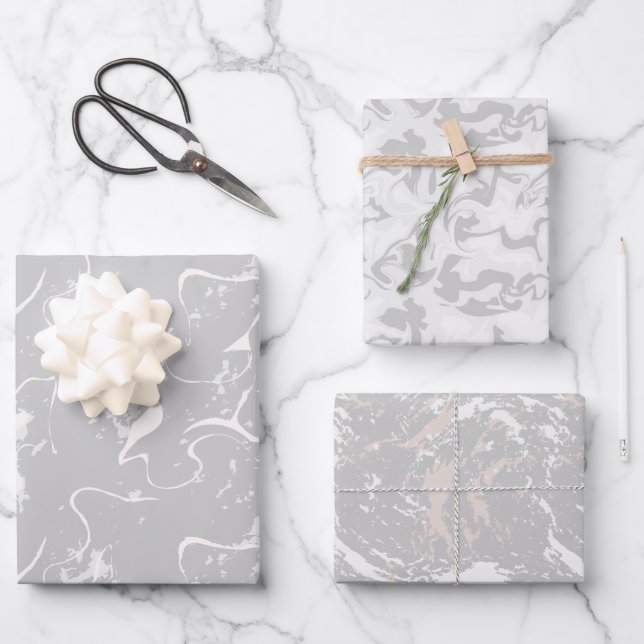 Modern Aesthetic Neutral Color Marble Wrapping Paper Sheets (Front)