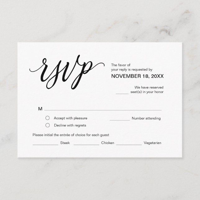 Modern Aesthetic, Party RSVP, Respond Enclosure Card (Front)