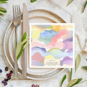 Modern Aesthetic Pastel Spring Retirement Party Napkins