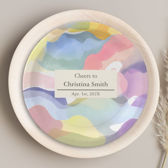 Modern Aesthetic Pastel Spring Retirement Party Paper Plates (Modern Aesthetic Pastel Spring Retirement Party)