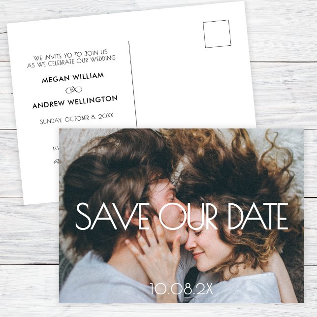 Modern Aesthetic photo wedding  Save The Date Postcard (Creator Uploaded)