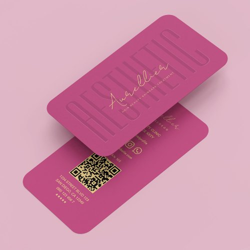 Modern Aesthetic Pink Gold Esthetician Business Card