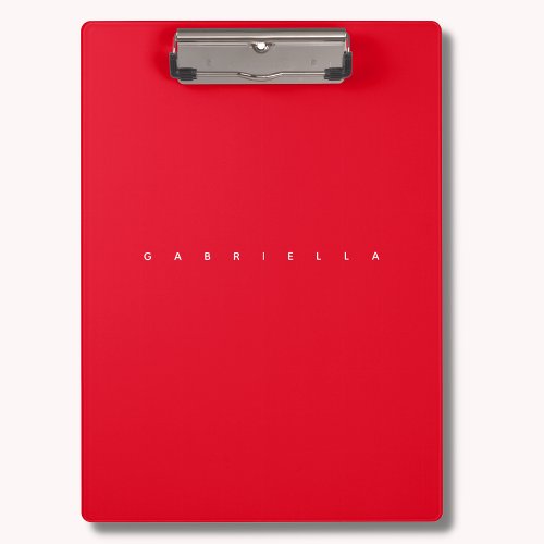 Modern Aesthetic Red Minimalistic Bold Name Chic Clipboard