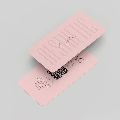Modern Aesthetic RN Professional Monogram Pink Business Card
