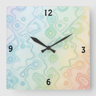 Modern Aesthetic Room Décor, Abstract Rainbow Grad Square Wall Clock