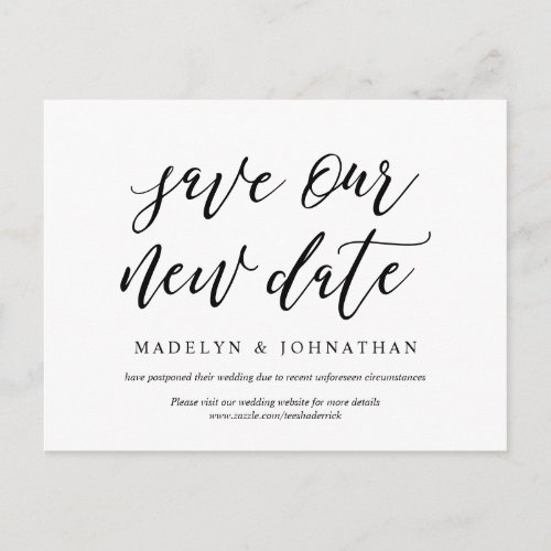 Modern Aesthetic Save our new date postponed Postcard