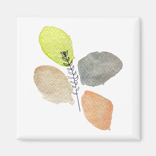 Modern Aesthetic watercolor leaf Magnet (Front)