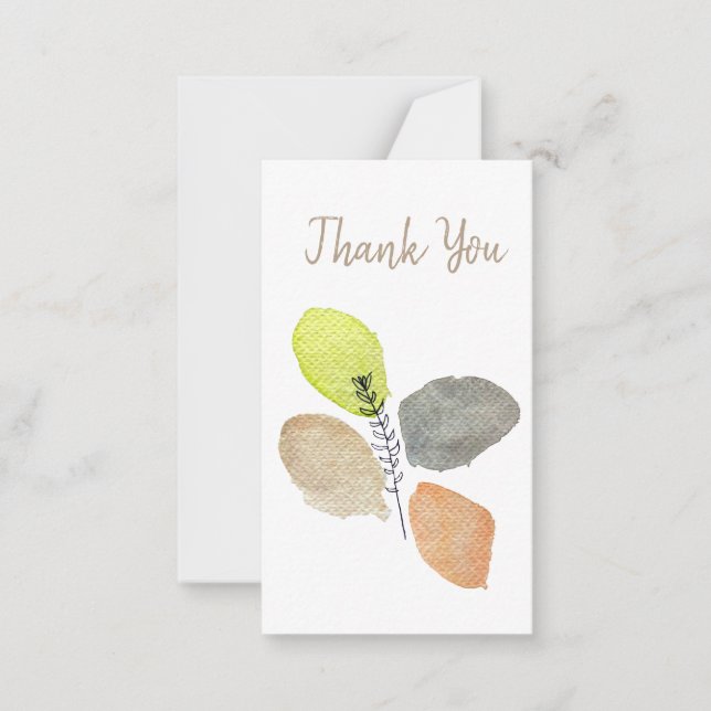 Modern Aesthetic watercolor leaf Note Card (Front)