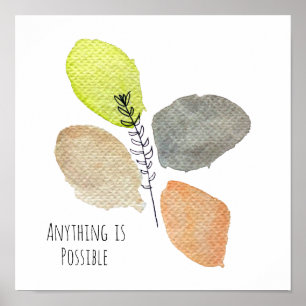 Modern Aesthetic watercolor leaf Poster