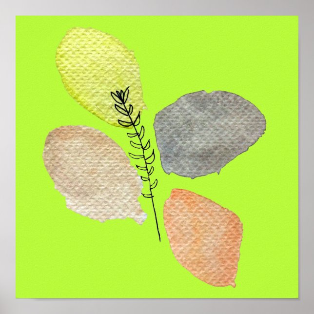 Modern Aesthetic watercolor leaf Poster (Front)
