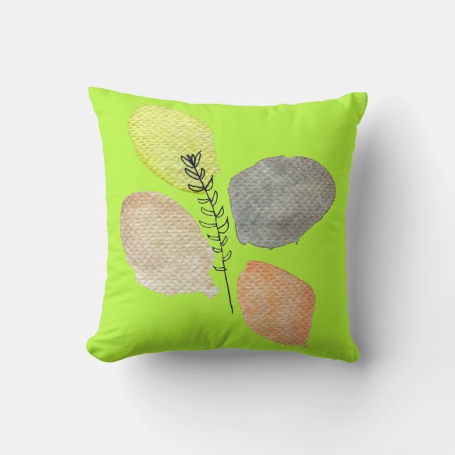 Modern Aesthetic watercolor leaf Throw Pillow (Front)
