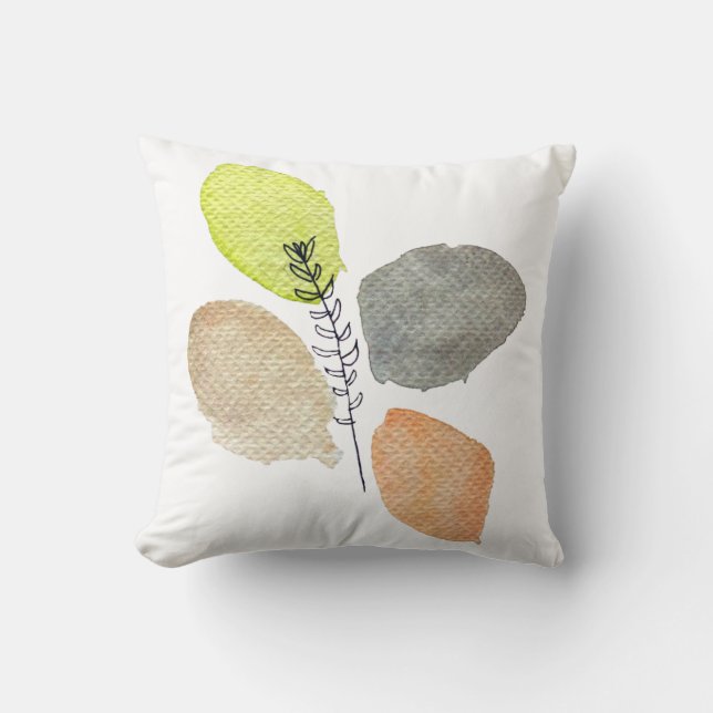 Modern Aesthetic watercolor leaf Throw Pillow (Front)