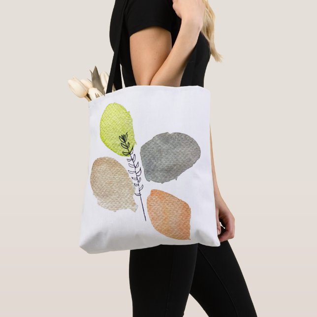 Modern Aesthetic watercolor leaf Tote Bag (Close Up)