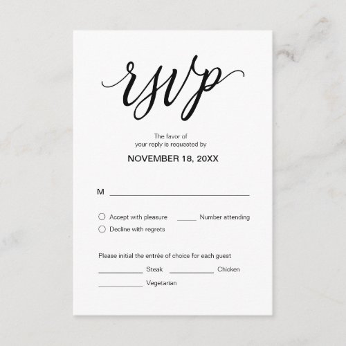 Modern aesthetic Wedding Dinner RSVP Respond Enclosure Card