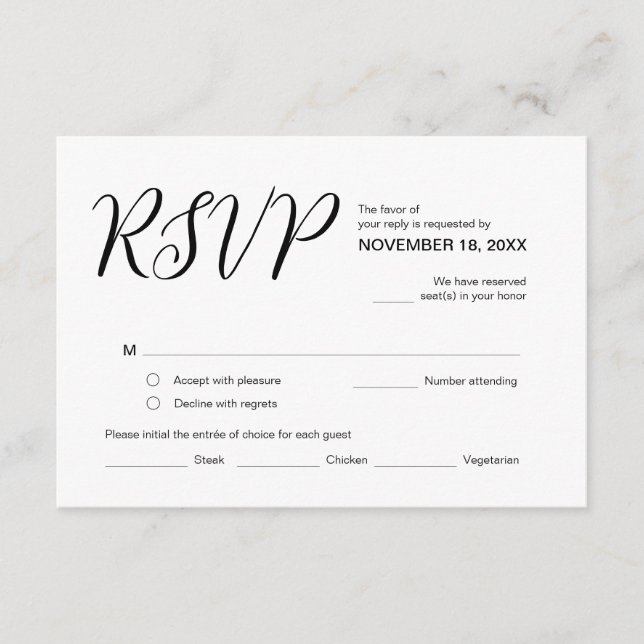 Modern Aesthetic, Wedding Party RSVP, Respond Enclosure Card (Front)