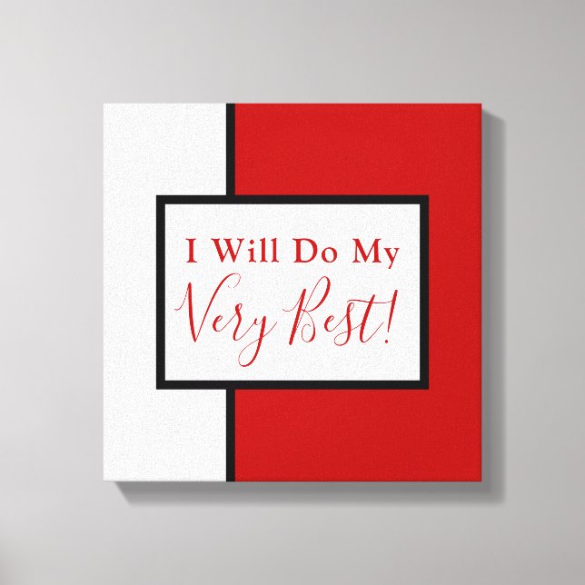 Modern Affirmation Quote Color Block Red Black Canvas Print (Front)
