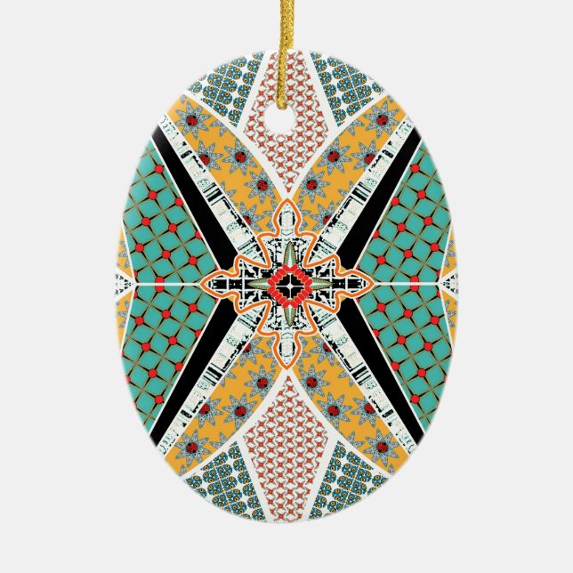 Modern Africa Centre Vibrant Pattern Ceramic Ornament (Front)