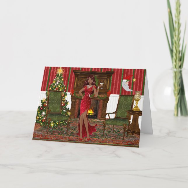 Modern African American Christmas Card (Front)