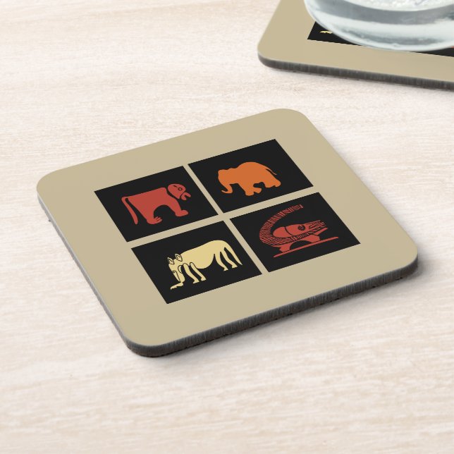 Modern African animals silhouette art Beverage Coaster (Left Side)