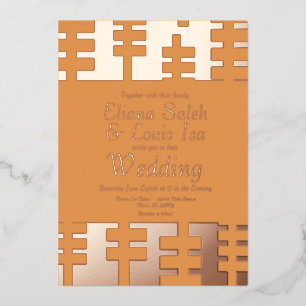 Modern African Ankara Border Wedding Pressed  Foil Invitation