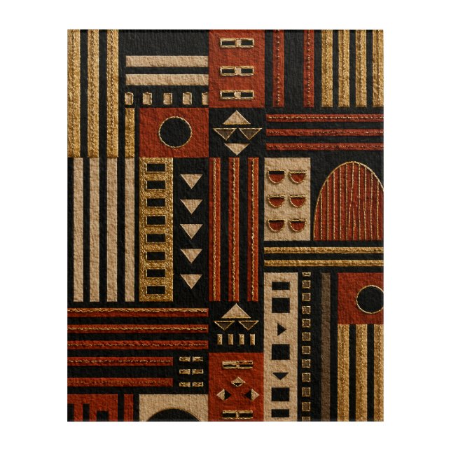 Modern African Brocade Pattern Wall Tapestry Acrylic Print (Front)
