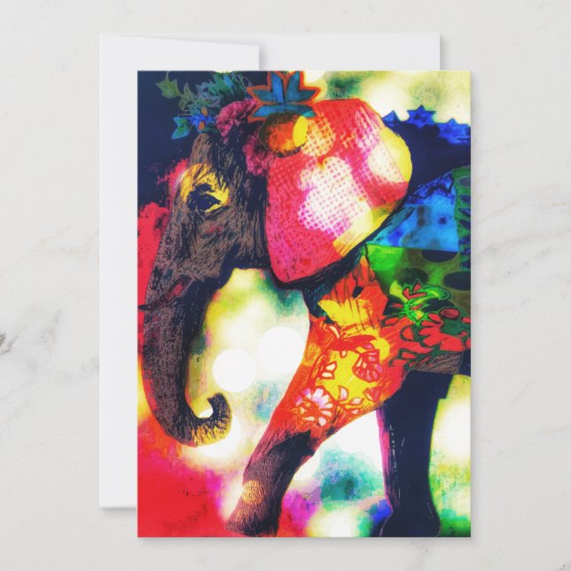 Modern African Elephant Pop Art Contemporary Holiday Card (Front)