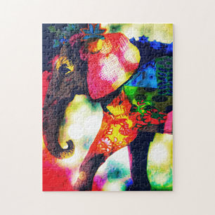 Modern African Elephant Pop Art Contemporary Jigsaw Puzzle