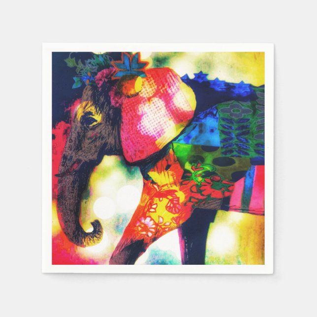 Modern African Elephant Pop Art Contemporary Napkins (Front)
