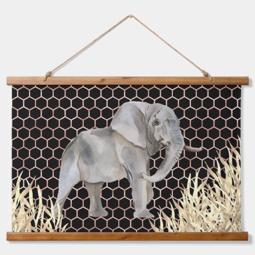 Modern African Elephant Watercolor Hanging Tapestry