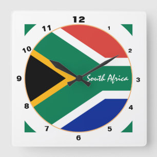 Modern African Flag, South Africa Home / design Square Wall Clock