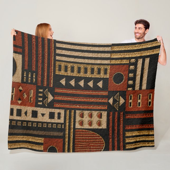 Modern African Geometric Sherpa Blanket Decor (In Situ)