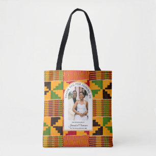 Modern African Ghana Kente WEDDING Guest Favor Tote Bag