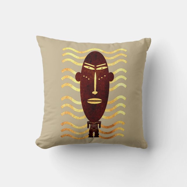 Modern African indigene abstract face art Throw Pillow (Front)
