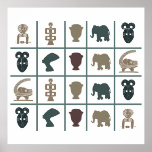 Modern African motifs and symbol art Poster