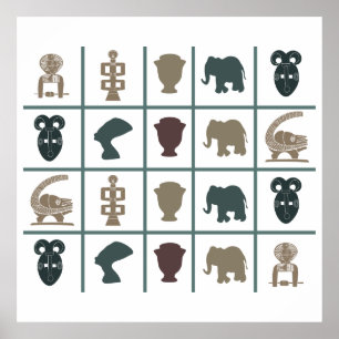 Modern African motifs and symbol art Poster