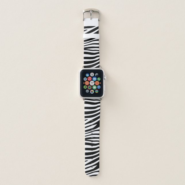 Modern African Mountain Zebra Animal Print Pattern Apple Watch Band (Front)