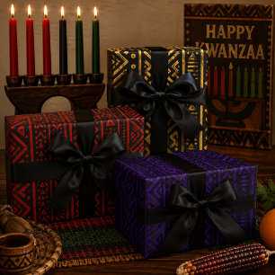 Modern African Mudcloth Inspired Wrapping Paper Sheets