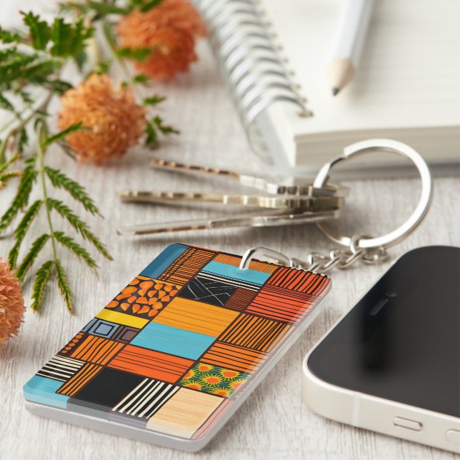 Modern African Print Colorful  Keychain (Front Right)