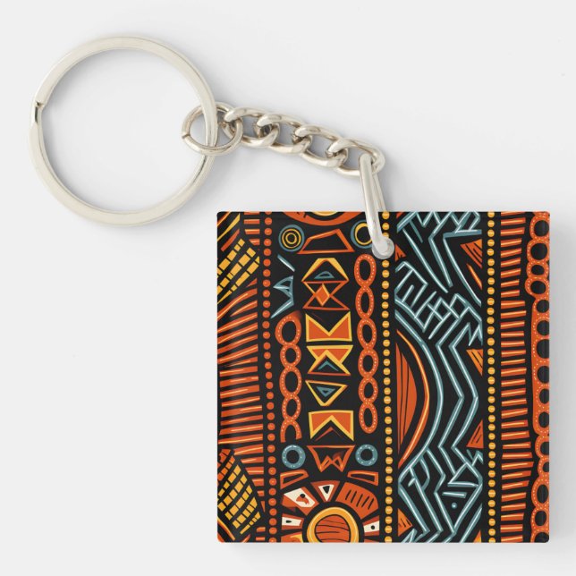Modern African Print Tribal  Keychain (Front)