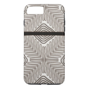 Modern African Tribal Print White Leather Look iPhone 8 Plus/7 Plus Case