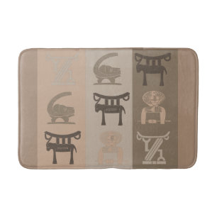 Modern African tribe figure and symbol art Bath Mat