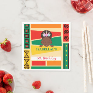 Modern afro African american girls Birthday party Napkins