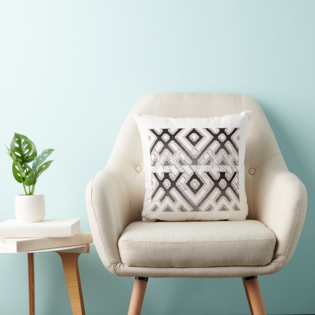 Modern Afrocentric Geometric Throw Pillow (Chair)