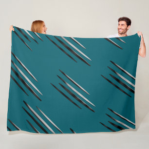 Modern Afrocentric – Silver and Black Motif Line Fleece Blanket
