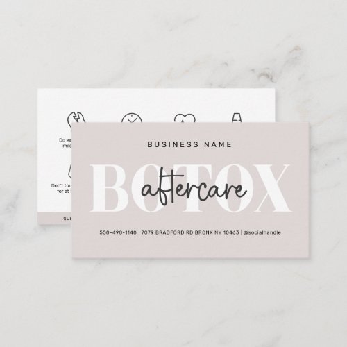 Modern Aftercare Botox Instructions  Business Card