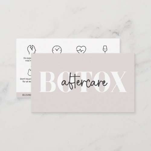 Modern Aftercare Botox Instructions Business Card