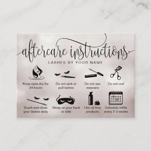 Modern aftercare card eyelash extensions icons