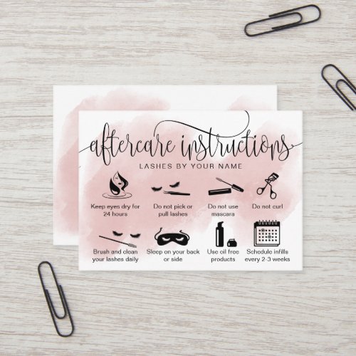 Modern aftercare card eyelash extensions icons