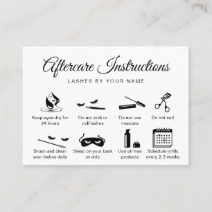 Modern aftercare card eyelash extensions icons