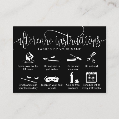 Modern aftercare card eyelash extensions icons